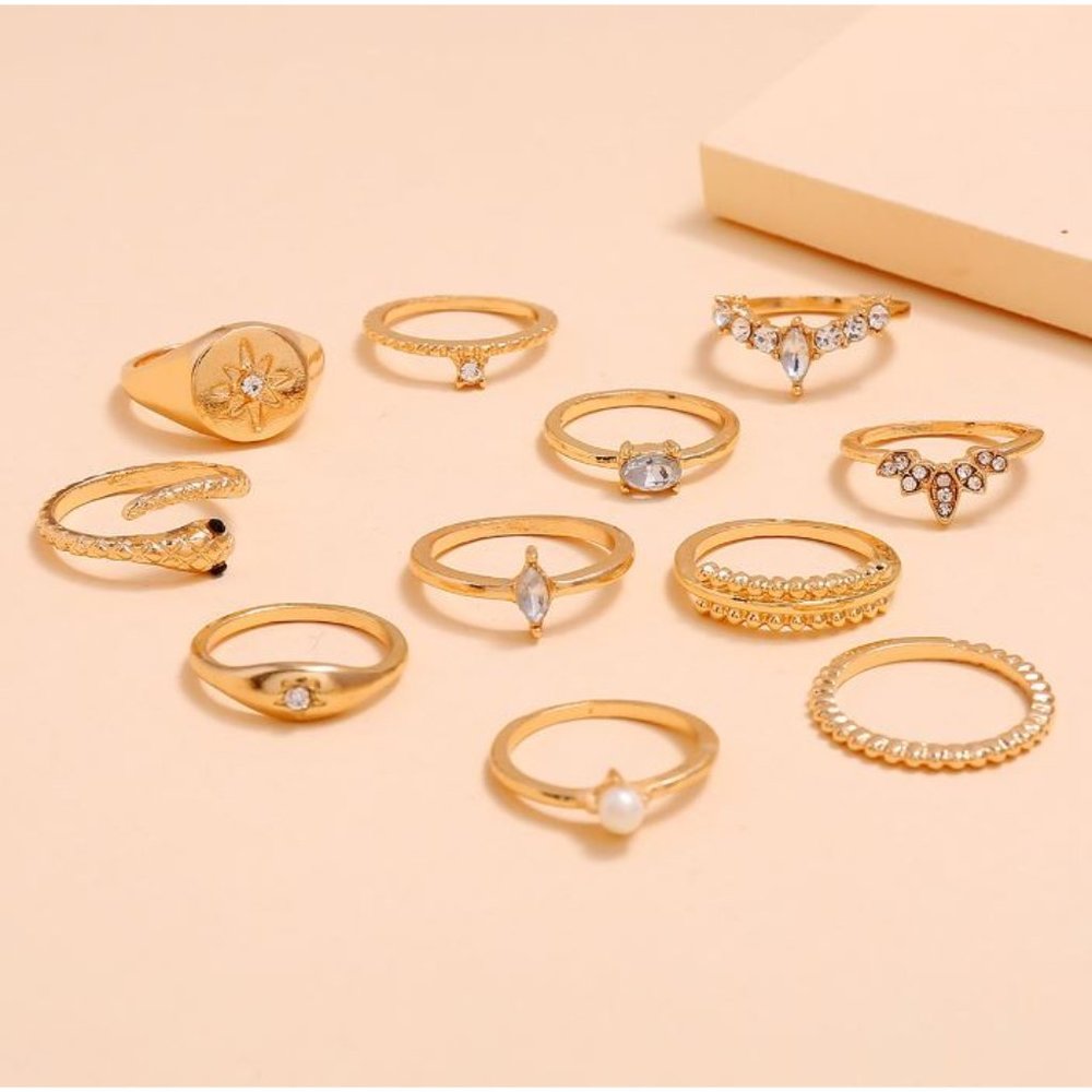 11 PCS Gold Knuckle Ring Set